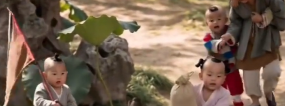 博主用AI将古画中的小孩“复活”了